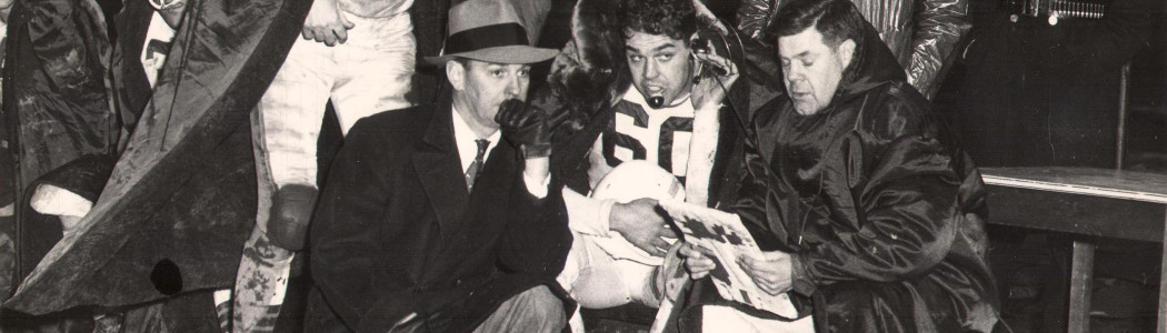 LtoR   Mac Speedie, Paul Brown, Otto Graham, Weeb Ewbank (12