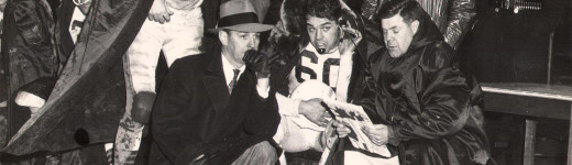 LtoR   Mac Speedie, Paul Brown, Otto Graham, Weeb Ewbank (12